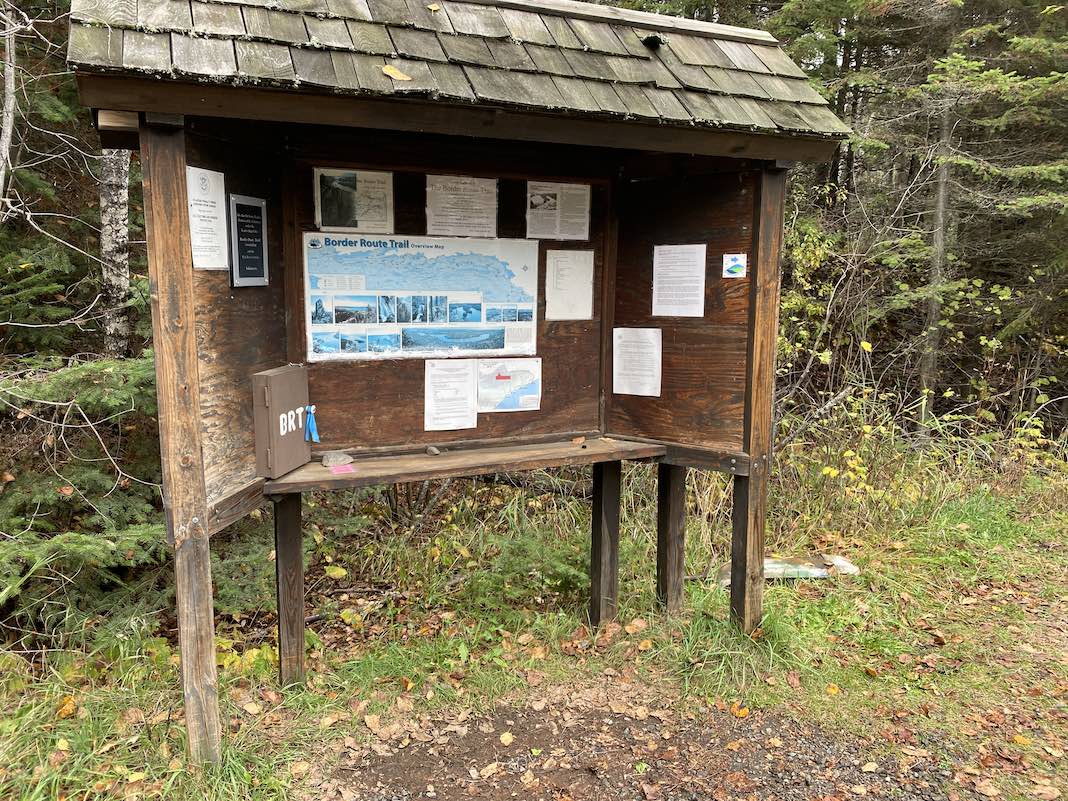 Rockwood--270 Overlook Border Route Trail 19 kiosk at trailhead