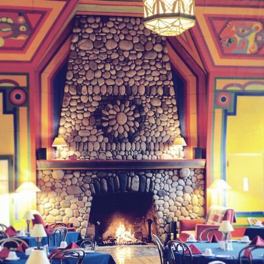 Fireplaces on Highway 61. You can visit this one at Naniboujou Lodge