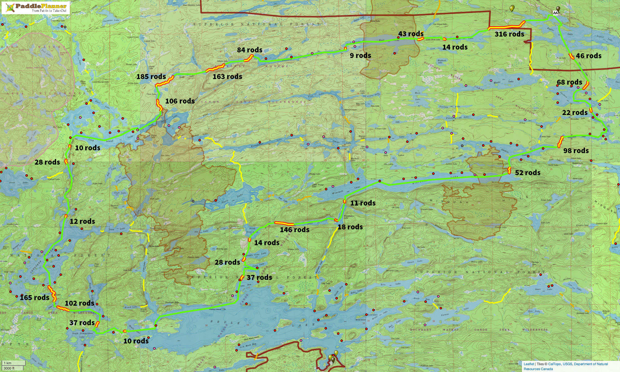 Brule Lake Bwca Map Route 4 Poplar Brule Loop | Rockwood Lodge And Outfitters